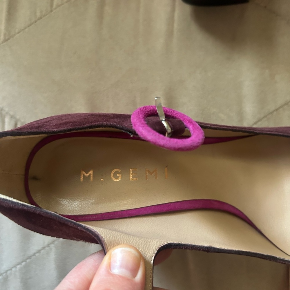 M.Gemi Women’s 37 Colorblock Italian Heel Mary Jane’s Buckle Fuschia Shoes - Picture 3 of 7